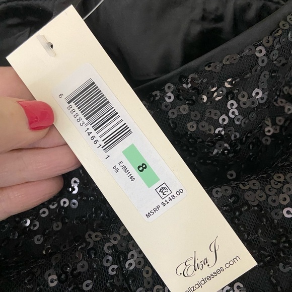 NWT Eliza J Sequin Flared Skirt In Black size 8 - Picture 5 of 7